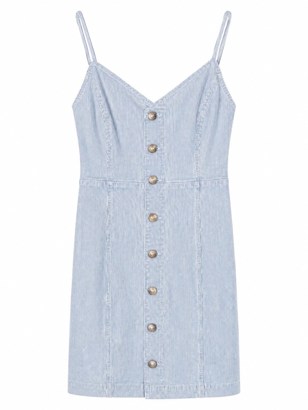American Eagle Blue White Striped Denim Button Front Mini Dress XS NWT